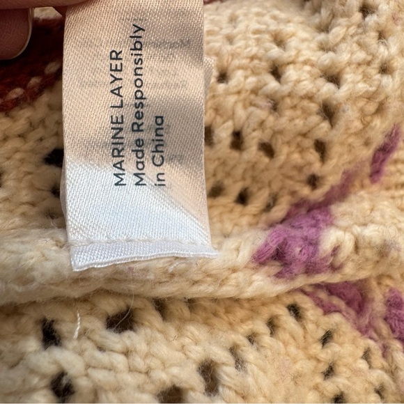 marine layer women’s brooke oversized crewneck sweater Multicolor Cream L 2023 - Picture 6 of 7